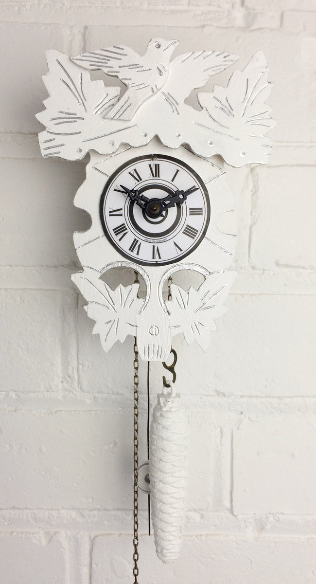 Vintage White Cuckoo Clock Adelaide Clocks