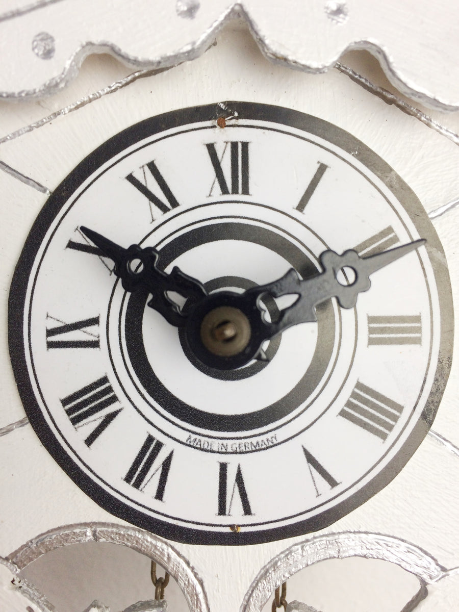 Vintage White Cuckoo Clock Adelaide Clocks
