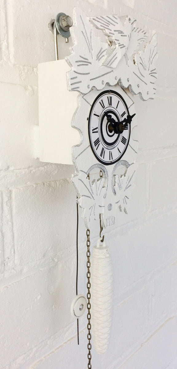 Vintage White Cuckoo Clock Adelaide Clocks