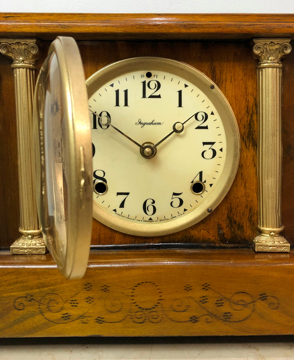 Antique Ingraham Battery Mantel Clock Adelaide Clocks antique-ingraham-battery-mantel-clock-adelaide-clocks