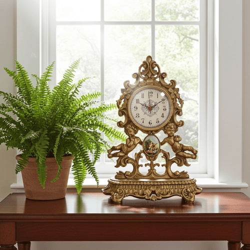 Vintage Figural Italian Cherub Cupid Battery Mantel Clock | Adelaide Clocks