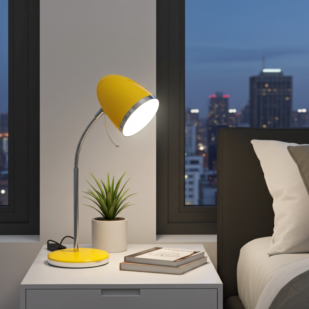 Yellow Bedside Office Retro Table Lamp | Adelaide Clocks