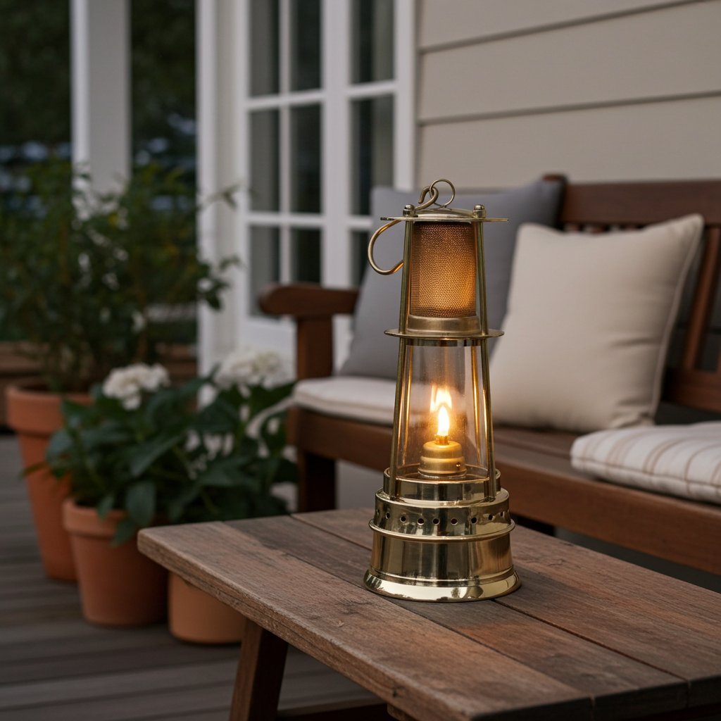 Vintage Brass Lantern Miners Lamp | Adelaide Clocks