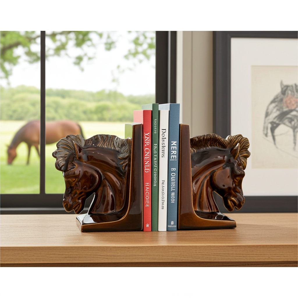 Vintage Original Horse Head Stallion Bookends | Adelaide Clocks