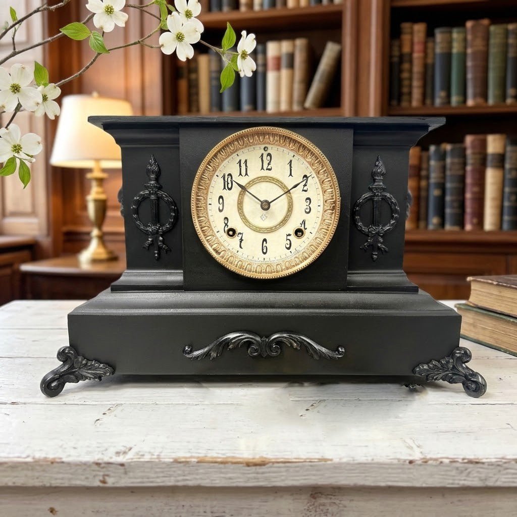 Antique Cast Iron Ansonia Hammer on Coil Chime Mantel Clock | Adelaide Clocks