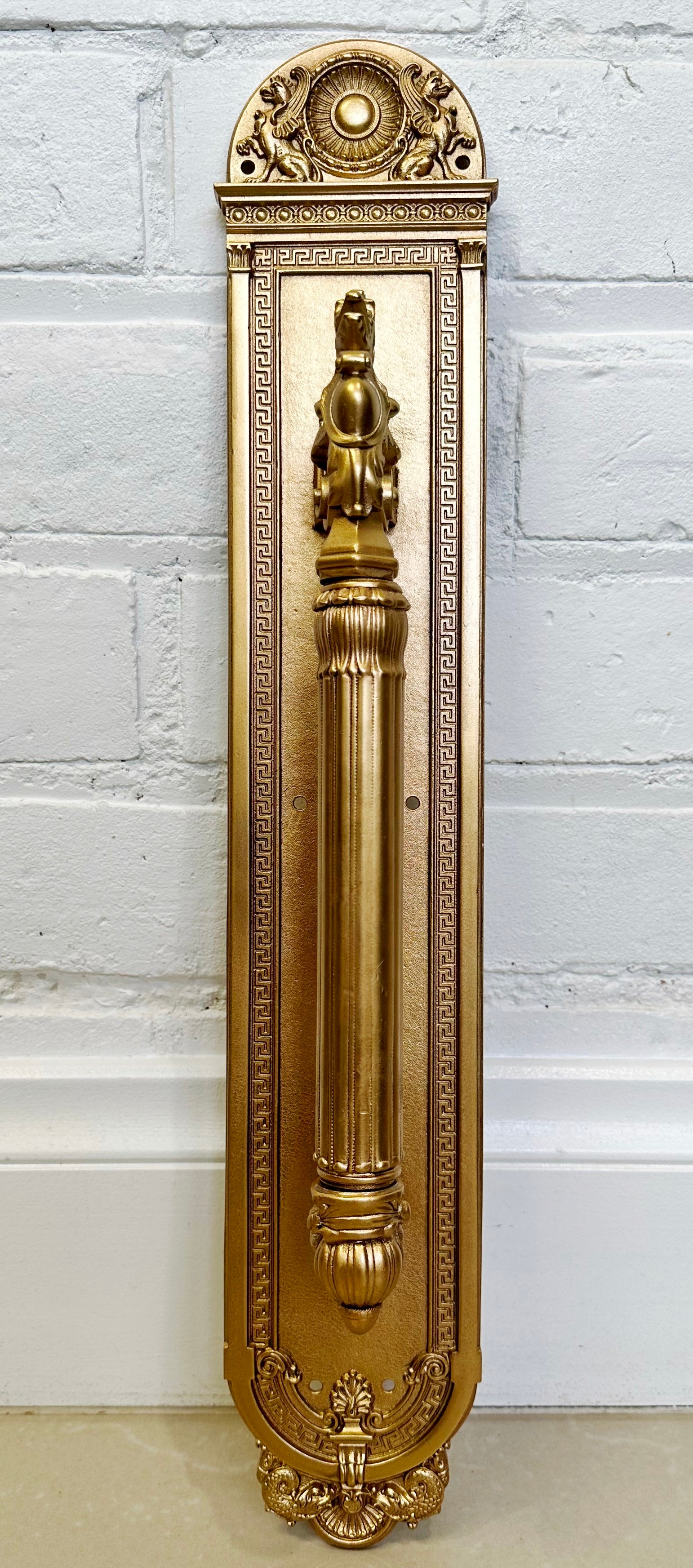 Antique Sargent & Co Gold Figural Griffin Koi Dragon Door Handle | Adelaide Clocks