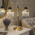 Vintage Victorian Boudoir Pedestal Dual Gold Table Lamp | Adelaide Clocks