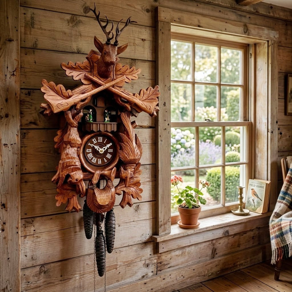Vintage Black Forest Hunters Musical Bird Chime Cuckoo Wall Clock | Adelaide Clocks