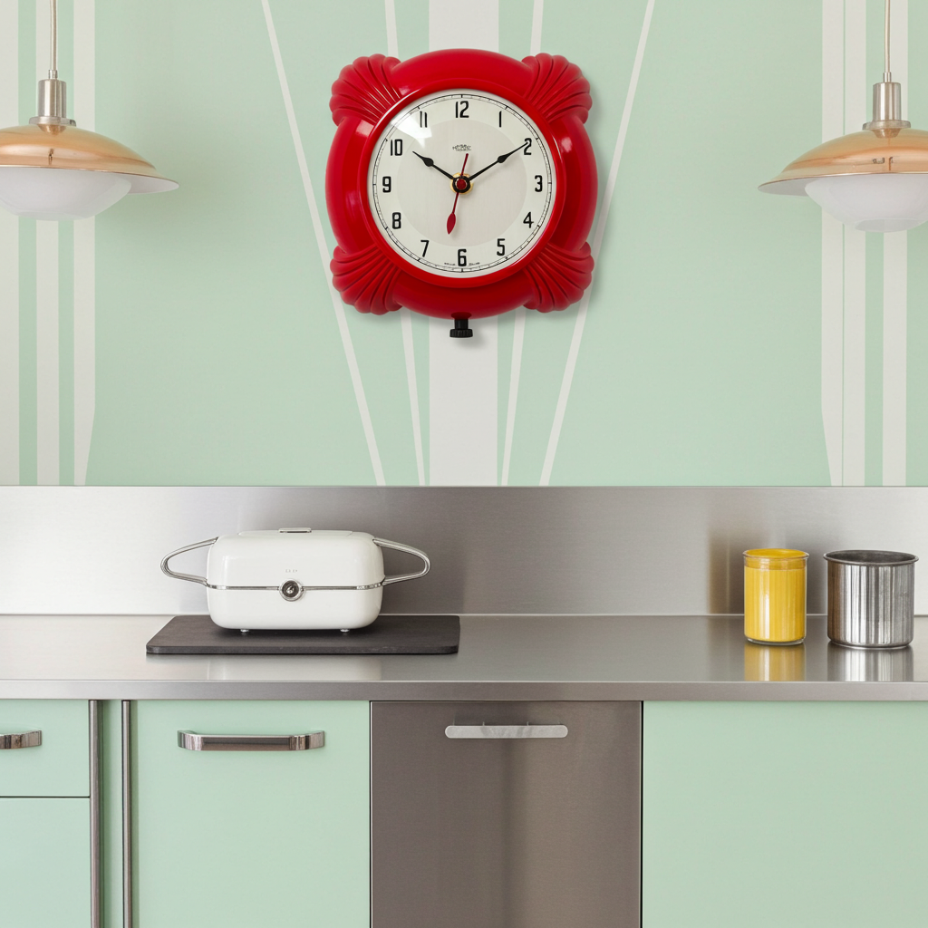 Metamec Red Clamshell Bakelite Sweeping Kitchen Wall Clock | Adelaide Clocks