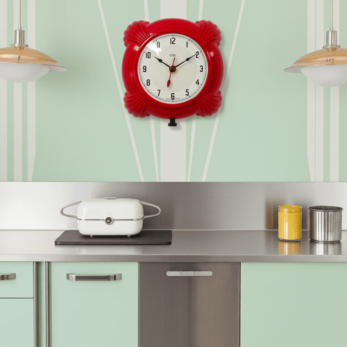 Metamec Red Clamshell Bakelite Sweeping Kitchen Wall Clock | Adelaide Clocks