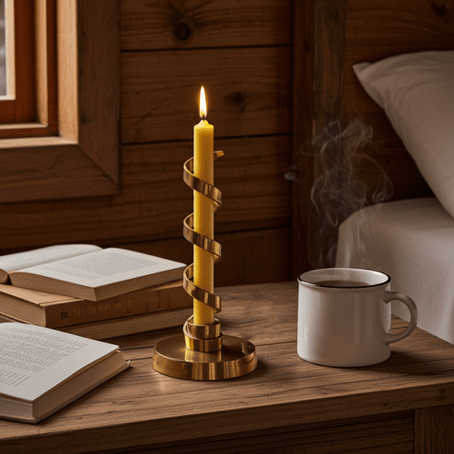 Vintage Brass Spiral Skeleton Candle Holder | Adelaide Clocks