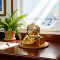Vintage Brass Scuba Divers Helmet Ships Desk Clock with Pen Holders | Adelaide Clocks