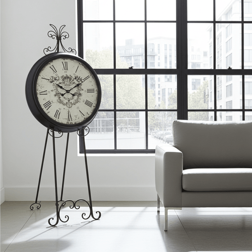 LARGE 70CM Round Metal Vintage Style Battery Clock on Display Easel | Adelaide Clocks