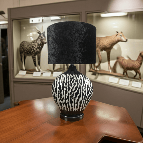 Black Zebra Table Lamp Décor | Adelaide Clocks