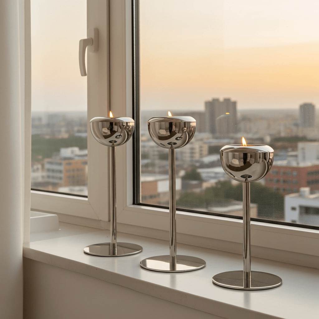Silver Tealight Metal Candle Holders | Adelaide Clocks