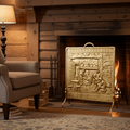 Vintage Brass Embossed Fire Screen Guard | Adelaide Clocks