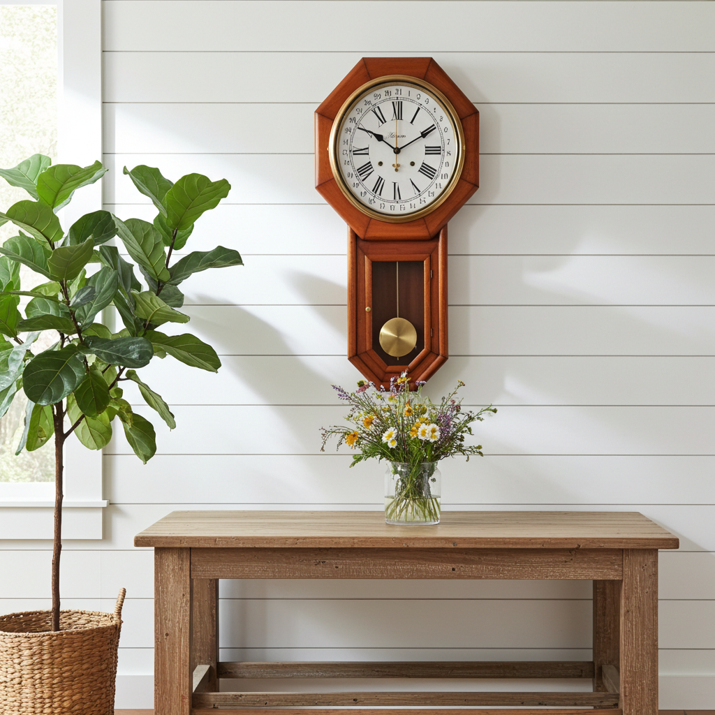 Antique ANSONIA 31 day Calendar Drop Dial Octagon Wall Clock | Adelaide Clocks