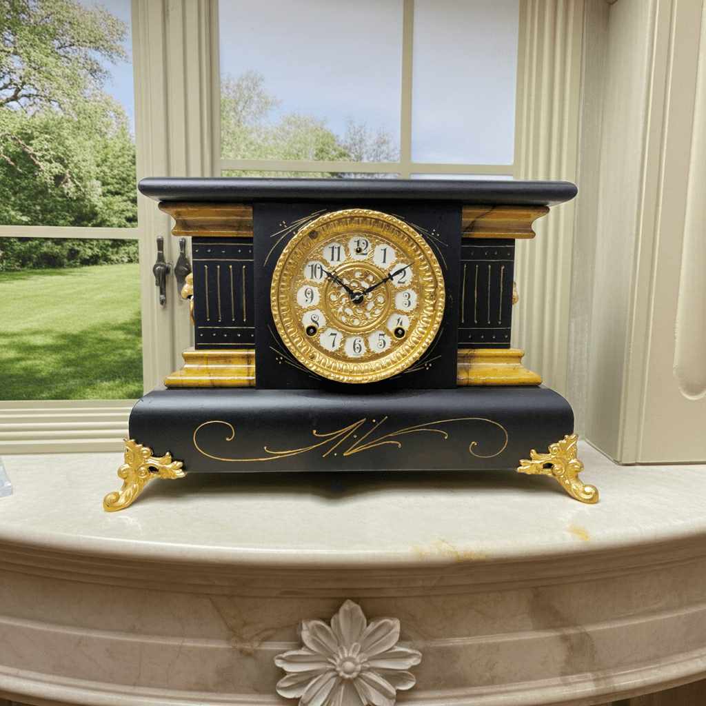 Antique Gilbert Hammer on Bell & Coil Chime Mantel Clock | Adelaide Clocks