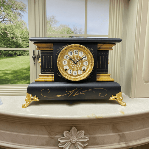 Antique Gilbert Hammer on Bell & Coil Chime Mantel Clock | Adelaide Clocks
