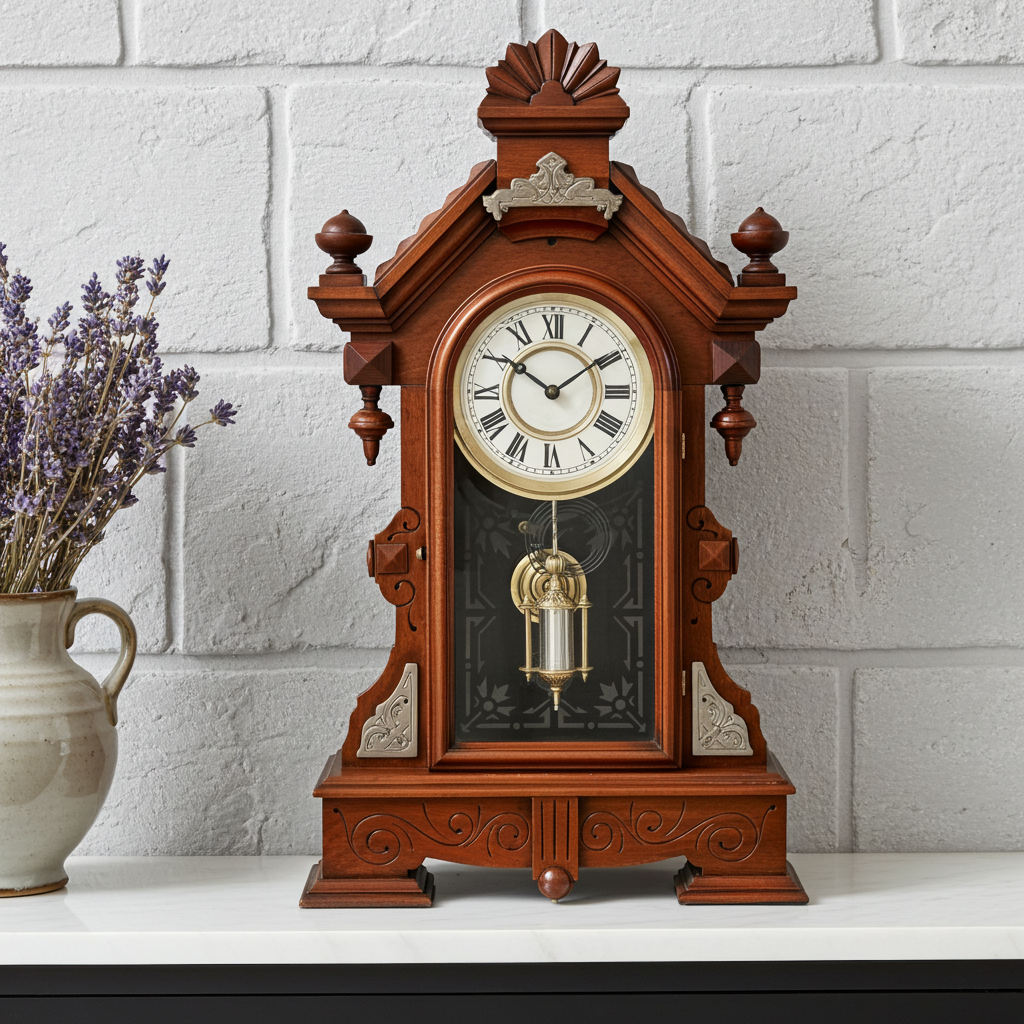 Antique Gothic Single Barrel Hammer on Coil Pendulum Mantel Clock | Adelaide Clocks