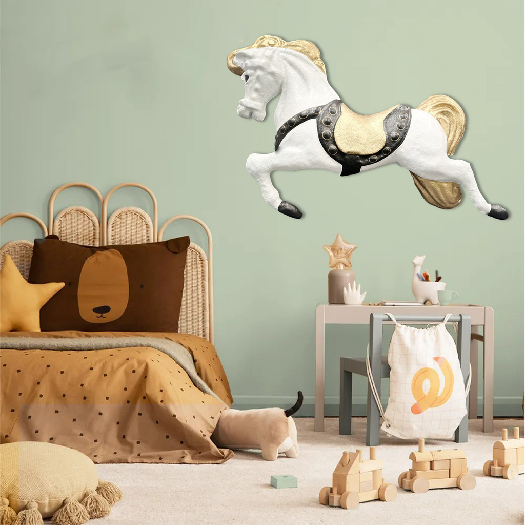 Vintage Carnival Horse Wall Hanging Sculpture | Adelaide Clocks