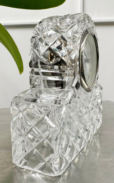 Vintage German Diamond Crystal Desk Mantel Clock | Adelaide Clocks