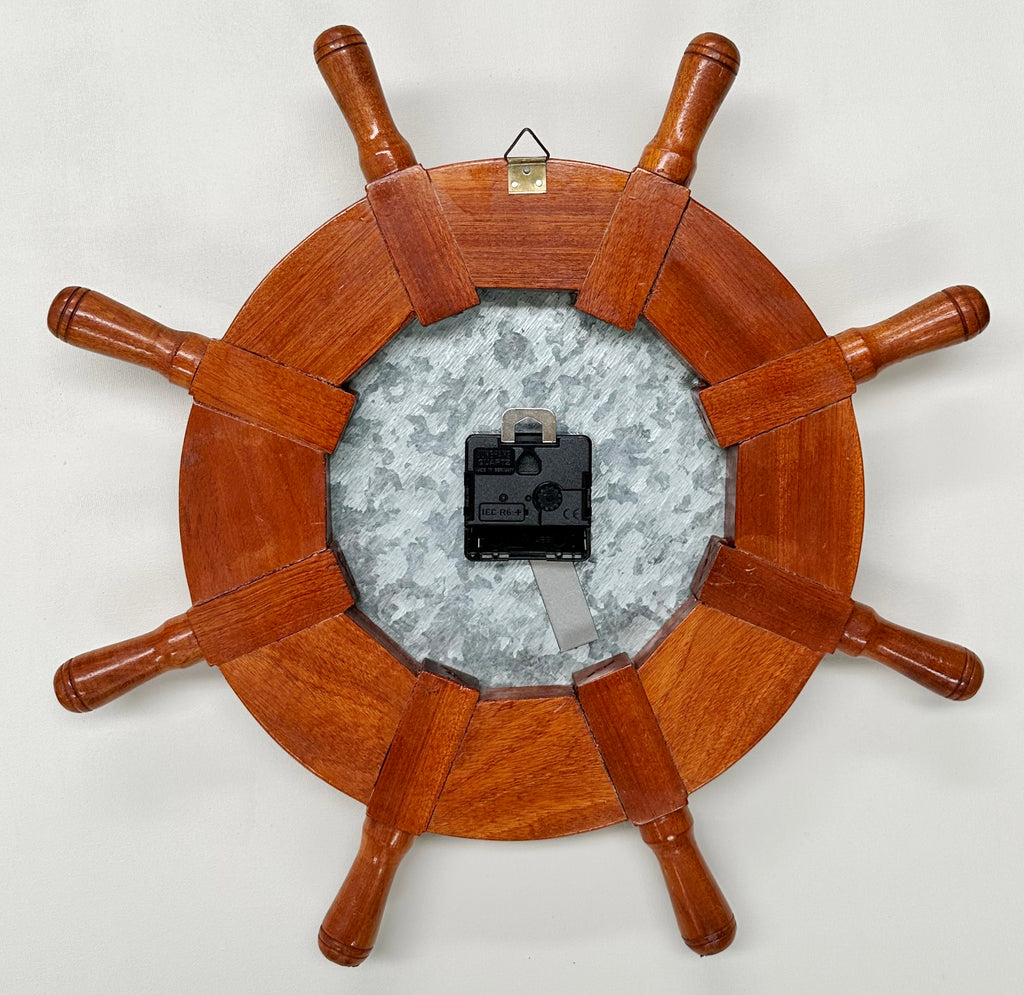 Vintage EMIFIN Wooden Ships Wheel Quartz German Wall Clock | Adelaide Clocks