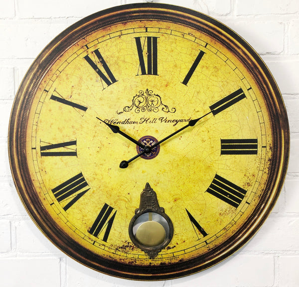 Rustic Round 60CM Pendulum Battery Wall Clock | Adelaide Clocks