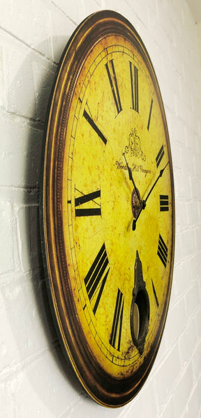 Rustic Round 60CM Pendulum Battery Wall Clock | Adelaide Clocks