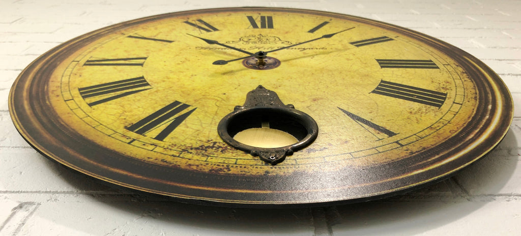 Rustic Round 60CM Pendulum Battery Wall Clock | Adelaide Clocks