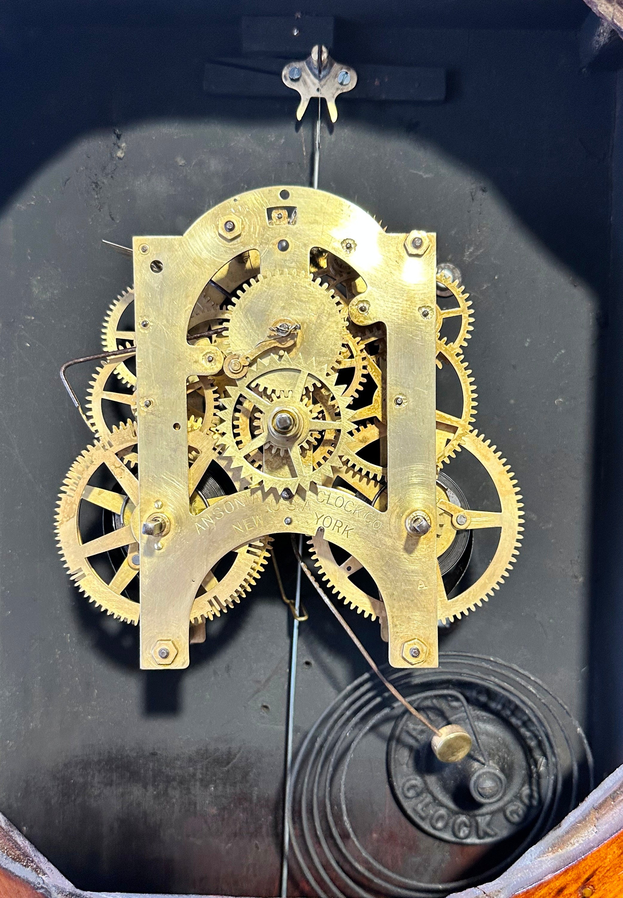 Antique ANSONIA 31 day Calendar Drop Dial Octagon Wall Clock | Adelaide Clocks