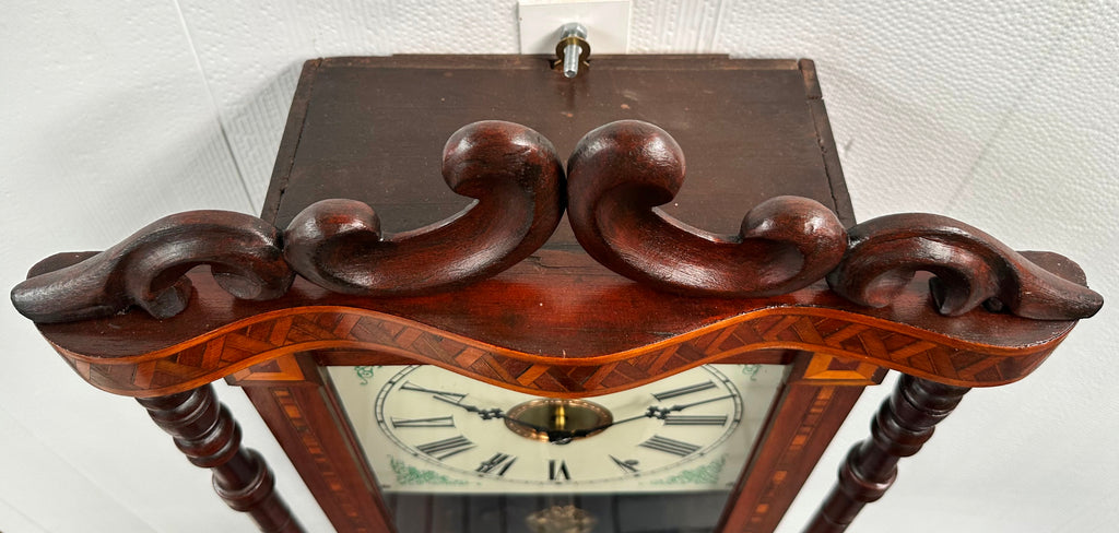 Antique New Haven Inlaid Bell Strike Wall Clock | Item# 2991 - Adelaide Clocks