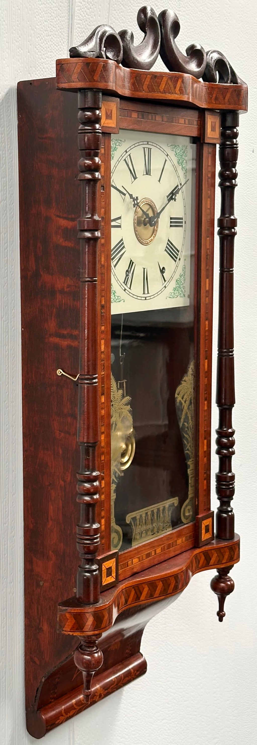 Antique New Haven Inlaid Bell Strike Wall Clock | Item# 2991 - Adelaide Clocks