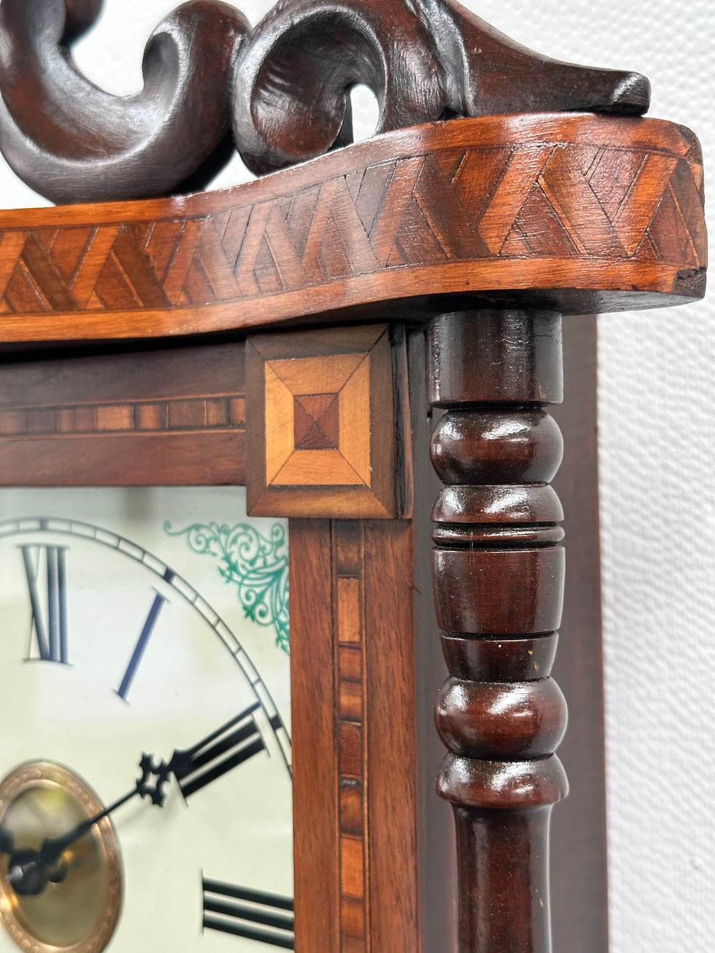 Antique New Haven Inlaid Bell Strike Wall Clock | Item# 2991 - Adelaide Clocks