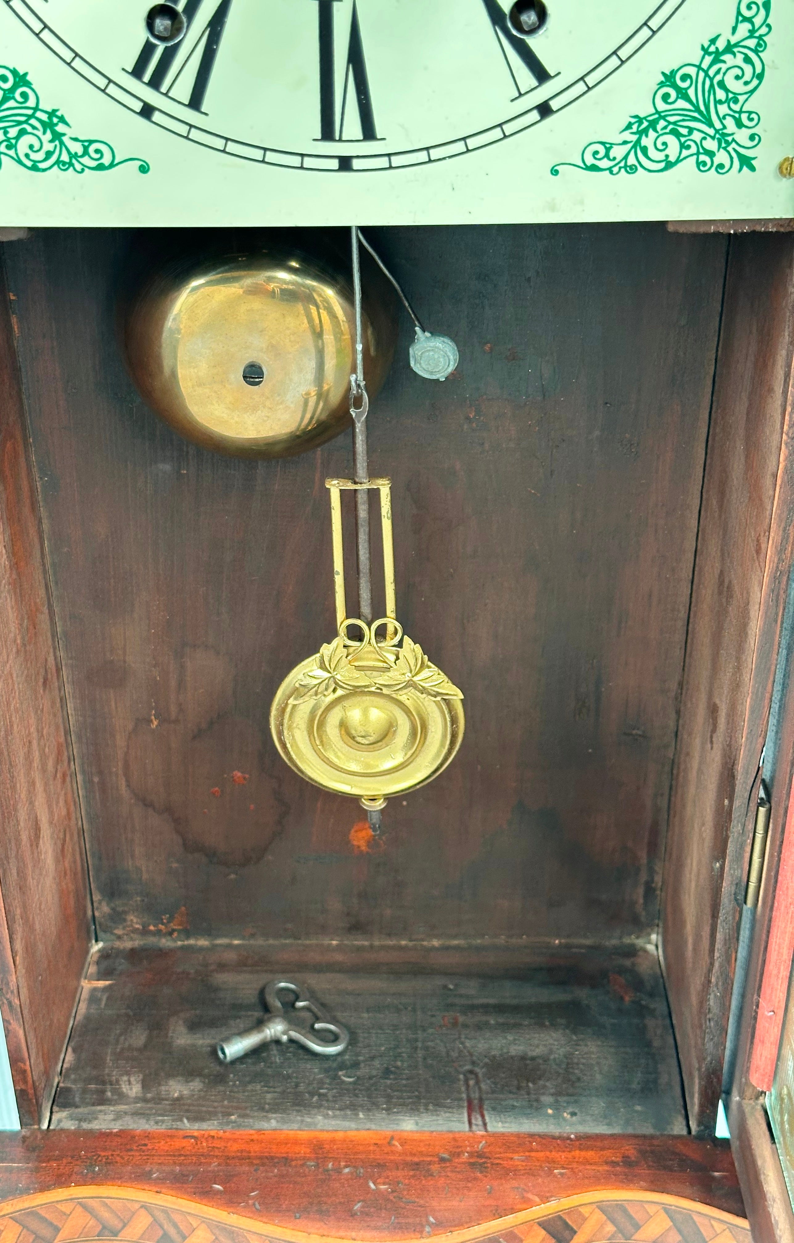 Antique New Haven Inlaid Bell Strike Wall Clock | Item# 2991 - Adelaide Clocks