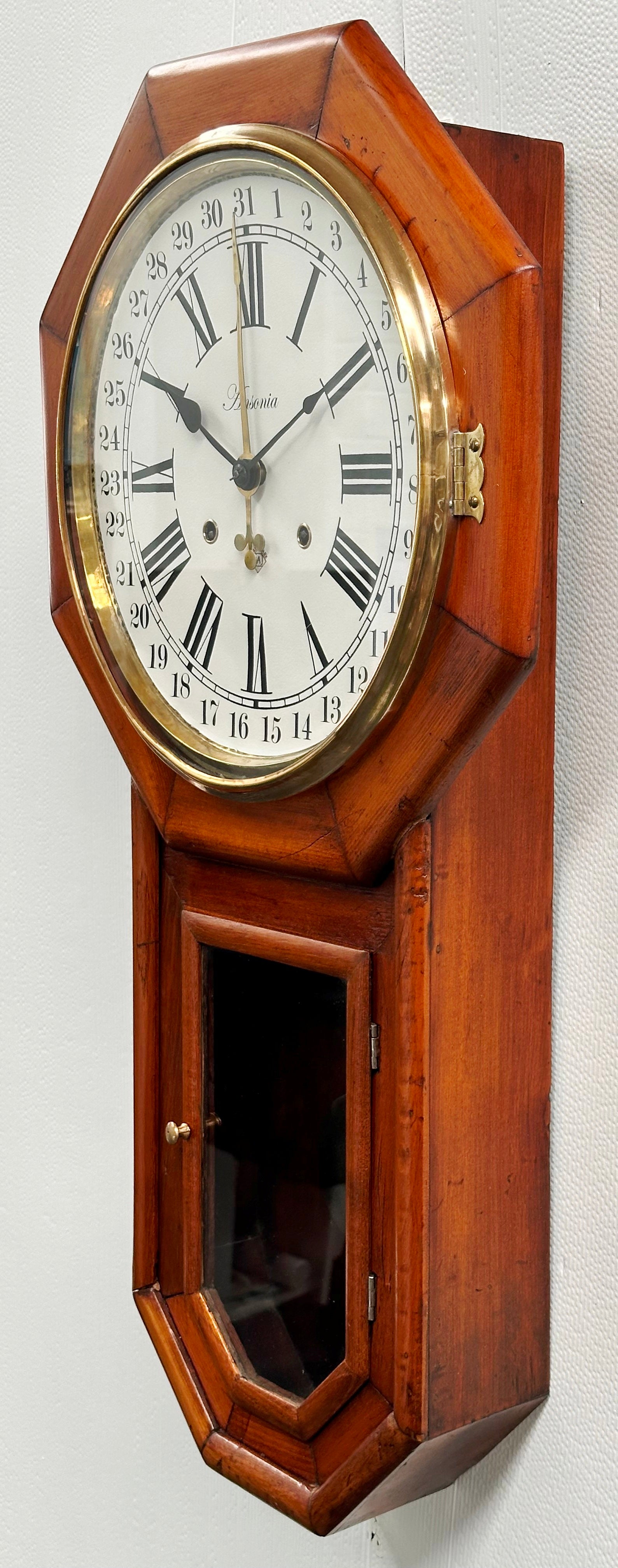 Antique ANSONIA 31 day Calendar Drop Dial Octagon Wall Clock | Adelaide Clocks