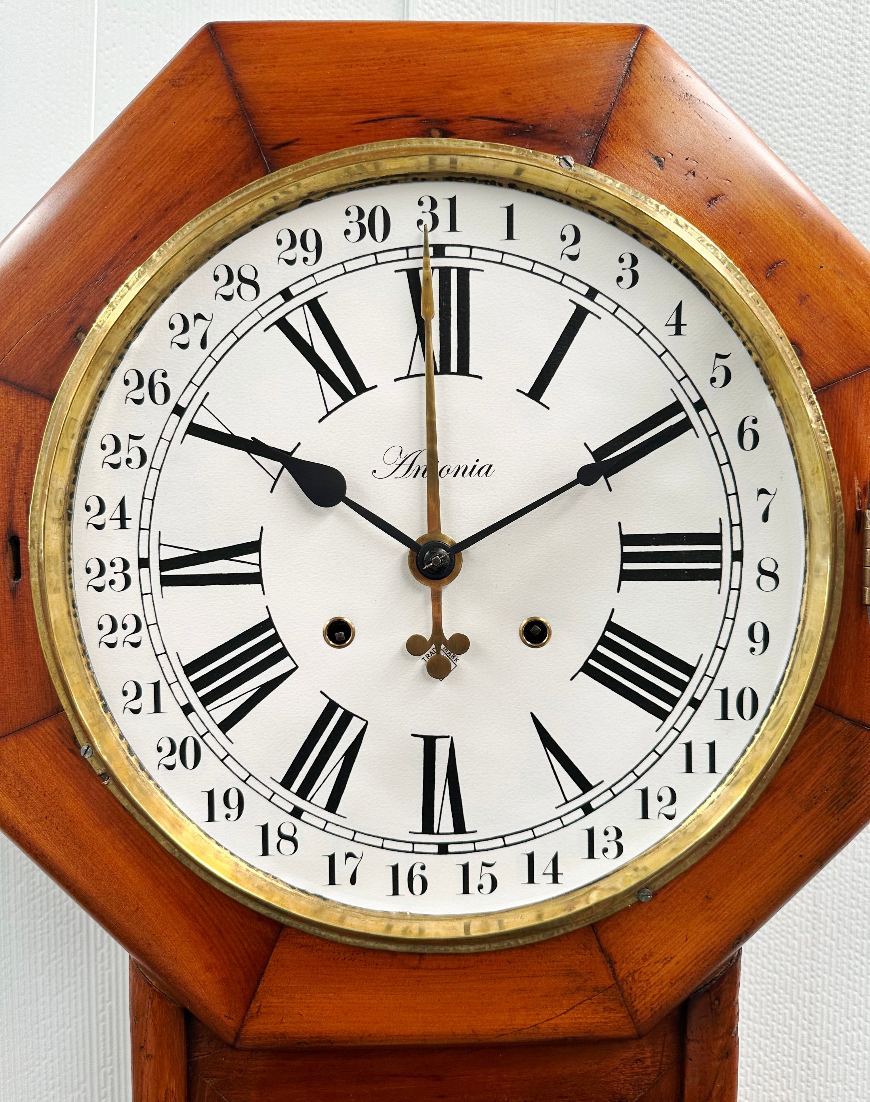 Antique ANSONIA 31 day Calendar Drop Dial Octagon Wall Clock | Adelaide Clocks