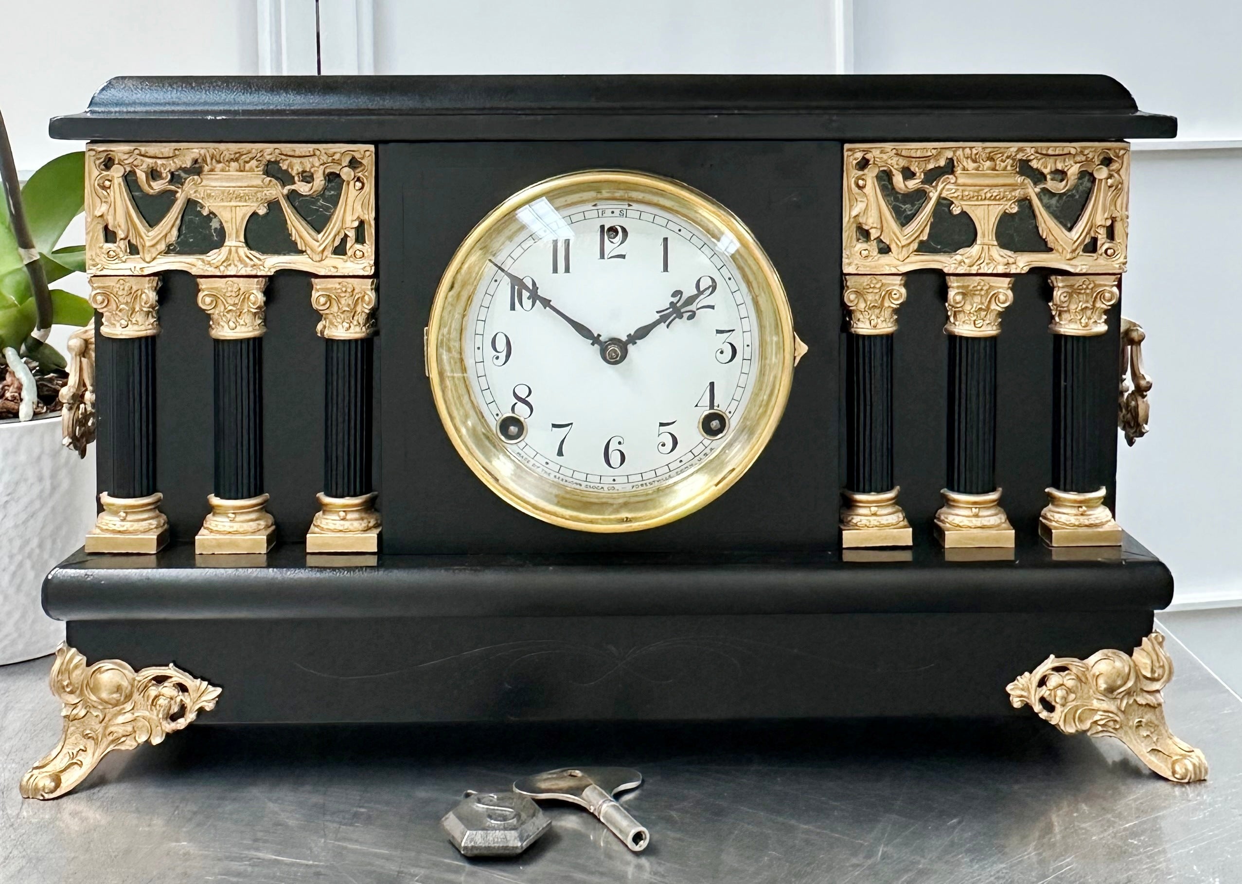 Antique Session Hammer on Bell and Coil Strike Mantel Clock | Adelaide Clocks