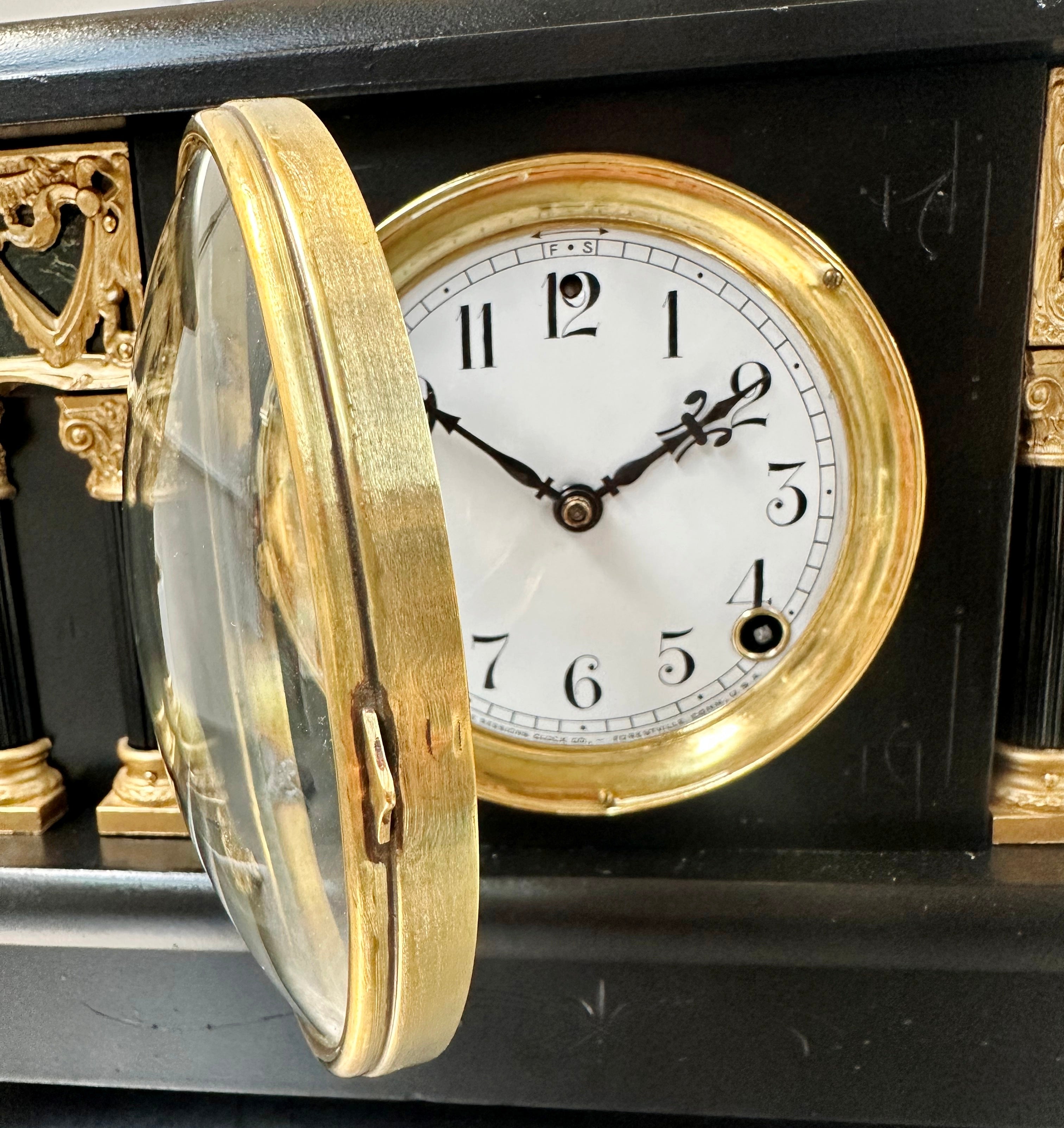 Antique Session Hammer on Bell and Coil Strike Mantel Clock | Adelaide Clocks