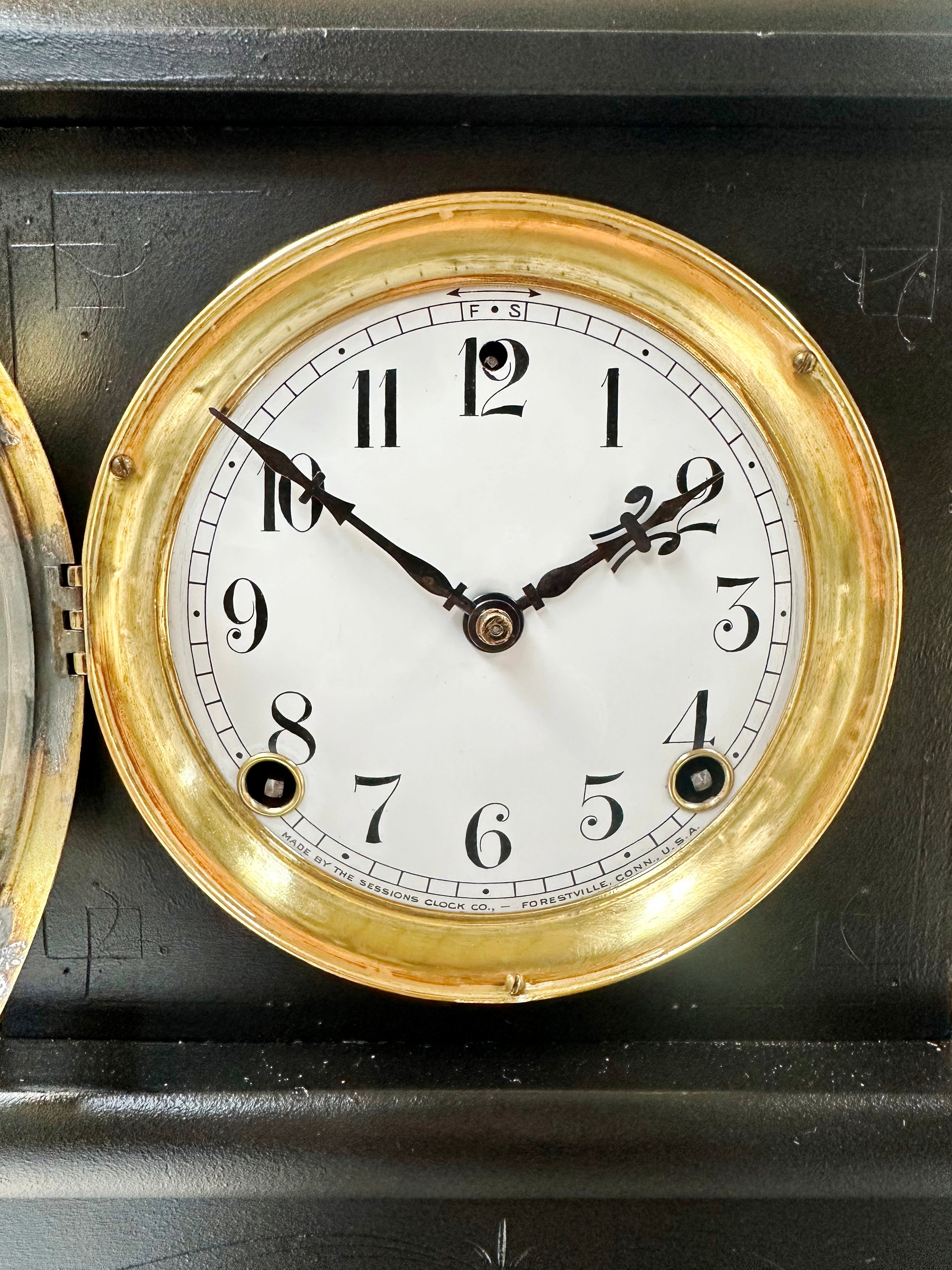 Antique Session Hammer on Bell and Coil Strike Mantel Clock | Adelaide Clocks