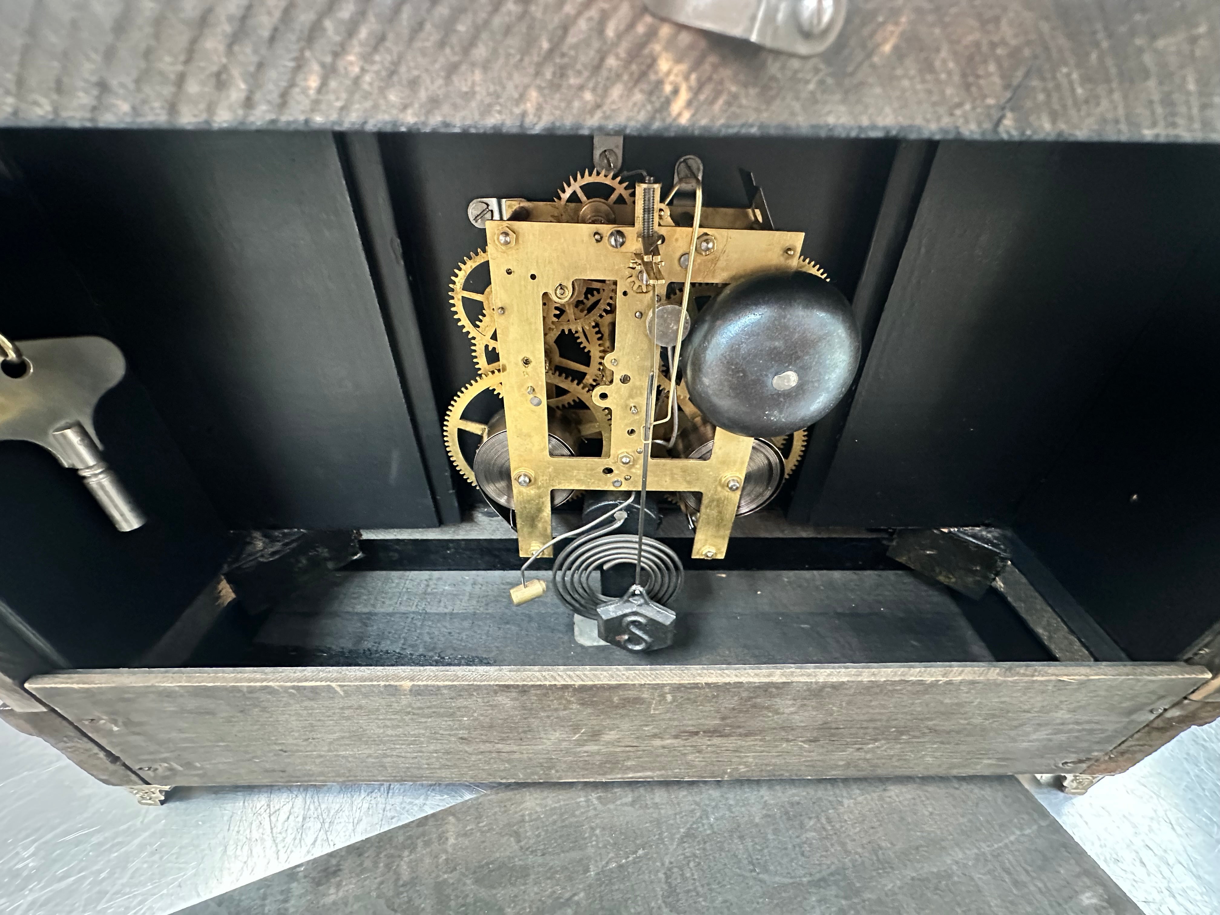 Antique Session Hammer on Bell and Coil Strike Mantel Clock | Adelaide Clocks