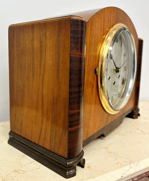 Antique Wood Grained German Battery Mantel Clock | Adelaide Clocks