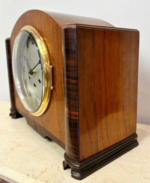 Antique Wood Grained German Battery Mantel Clock | Adelaide Clocks