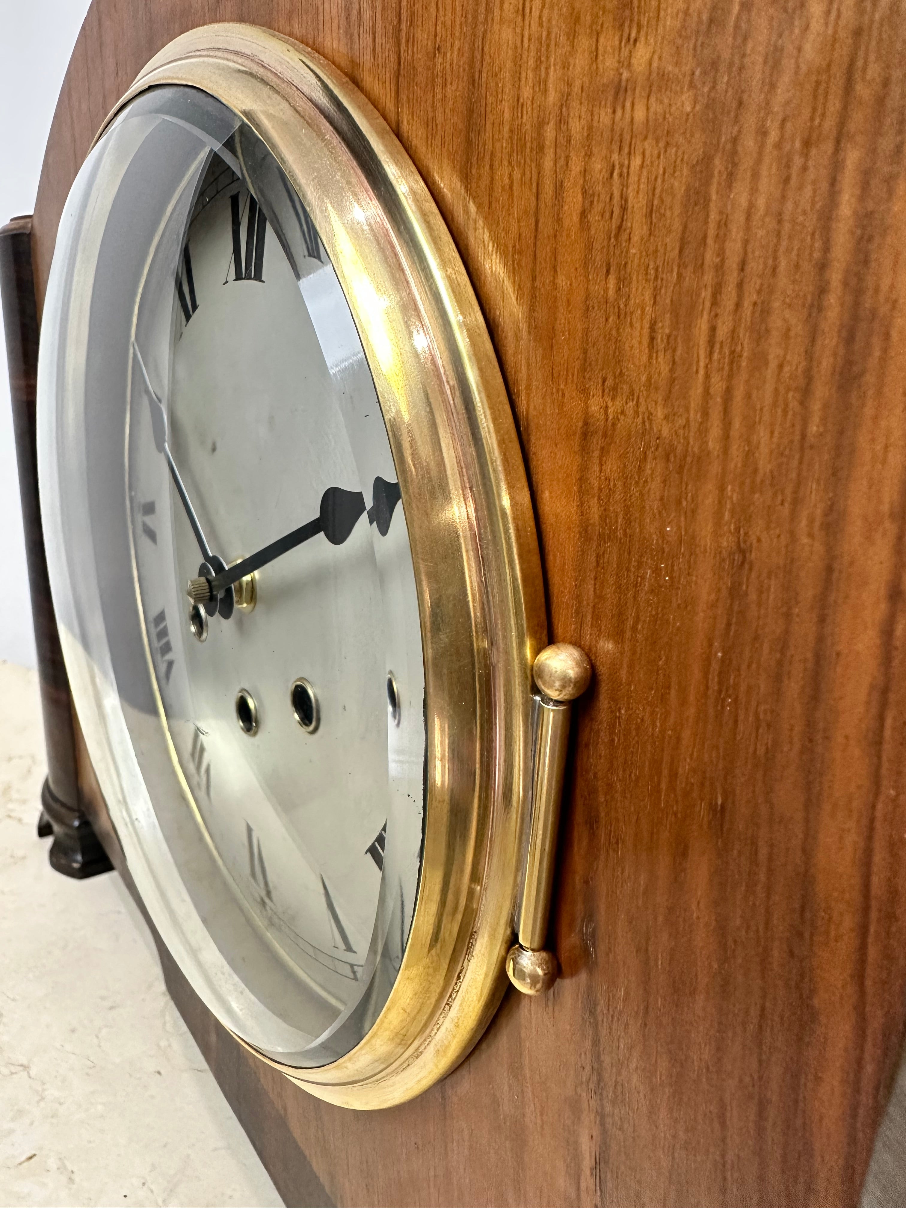 Antique Wood Grained German Battery Mantel Clock | Adelaide Clocks