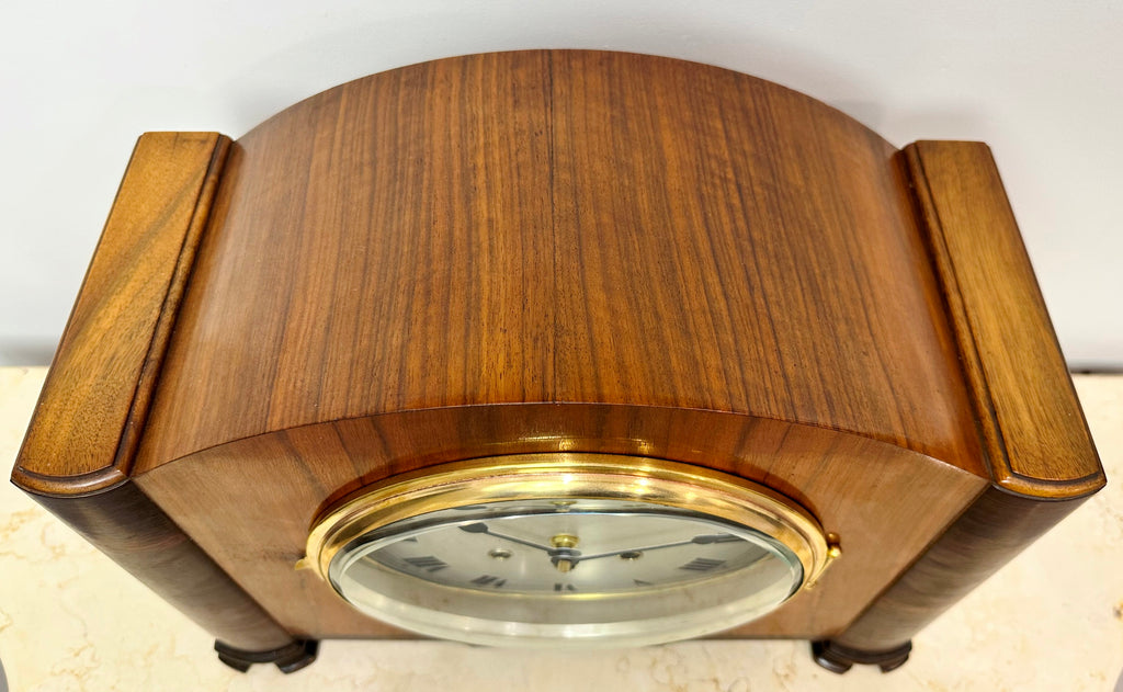 Antique Wood Grained German Battery Mantel Clock | Adelaide Clocks