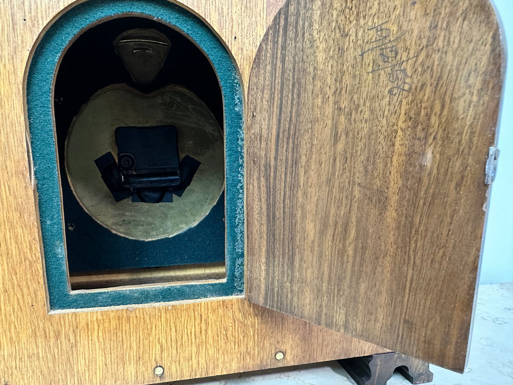 Antique Wood Grained German Battery Mantel Clock | Adelaide Clocks