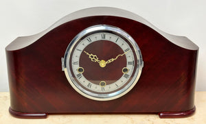 Vintage Mahogany Wooden Battery Mantel Clock | Adelaide Clocks