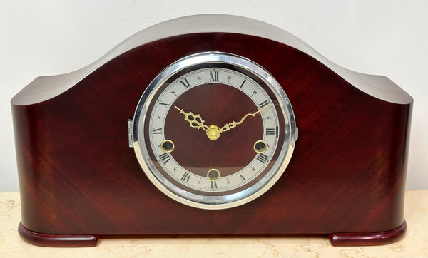 Vintage Mahogany Wooden Battery Mantel Clock | Adelaide Clocks