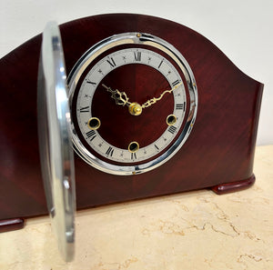 Vintage Mahogany Wooden Battery Mantel Clock | Adelaide Clocks