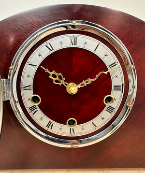 Vintage Mahogany Wooden Battery Mantel Clock | Adelaide Clocks